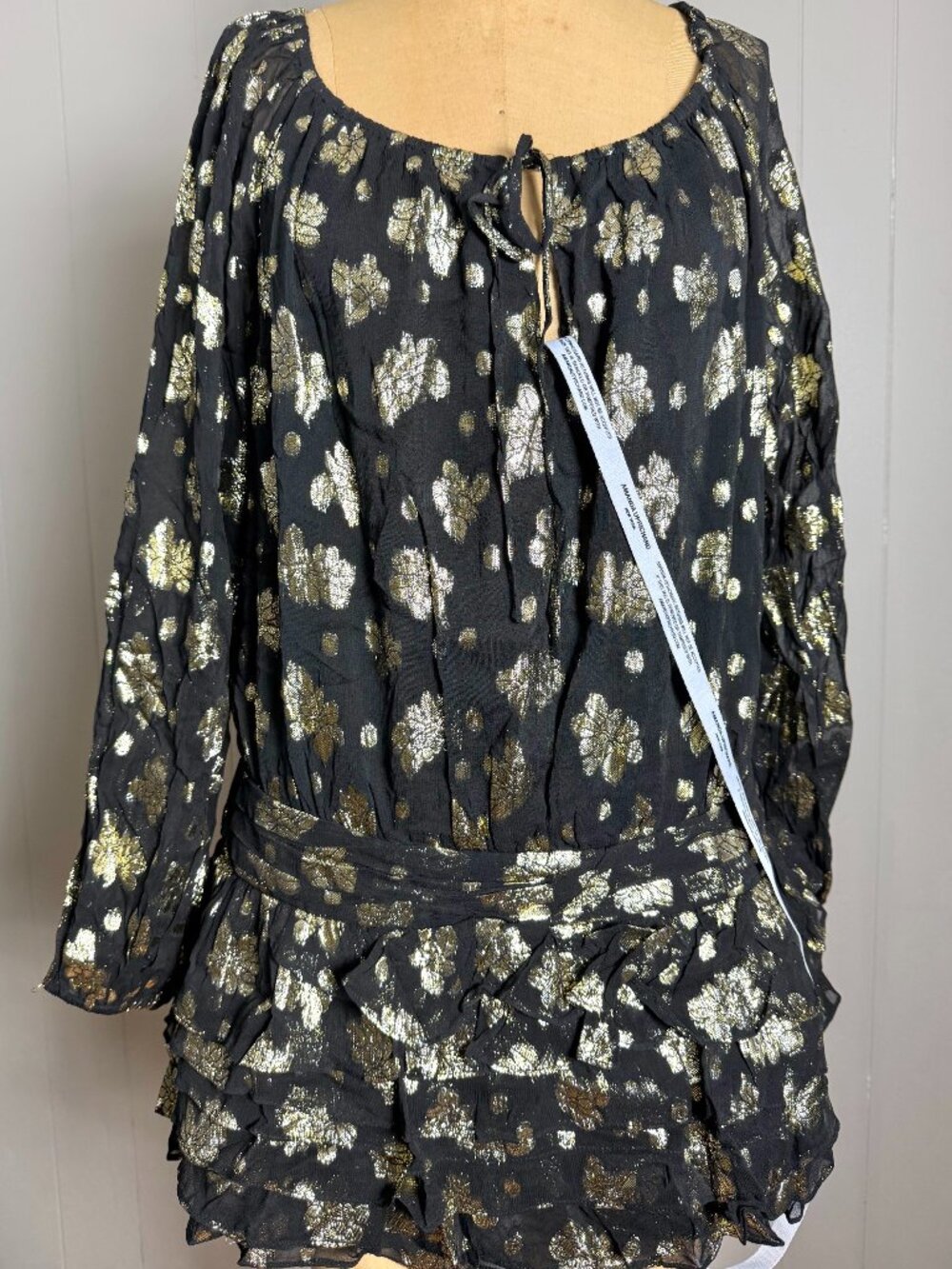 BNWT AMANDA UPRICHARD Black and Gold Dallas Romper Dress sz Medium